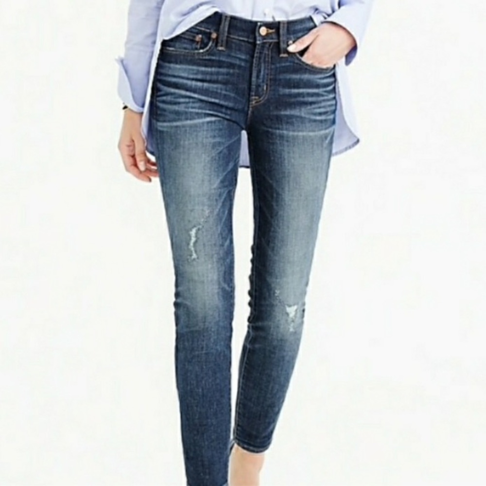 J.Crew Mid-rise Toothpick Distressed Jeans Size 28 👖